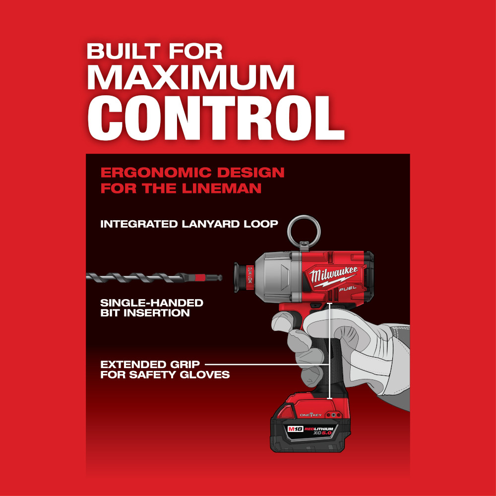Milwaukee M18 FUEL 7/16 Inch Hex Lineman Utility High Torque Impact Wrench Kit with One Key from Columbia Safety